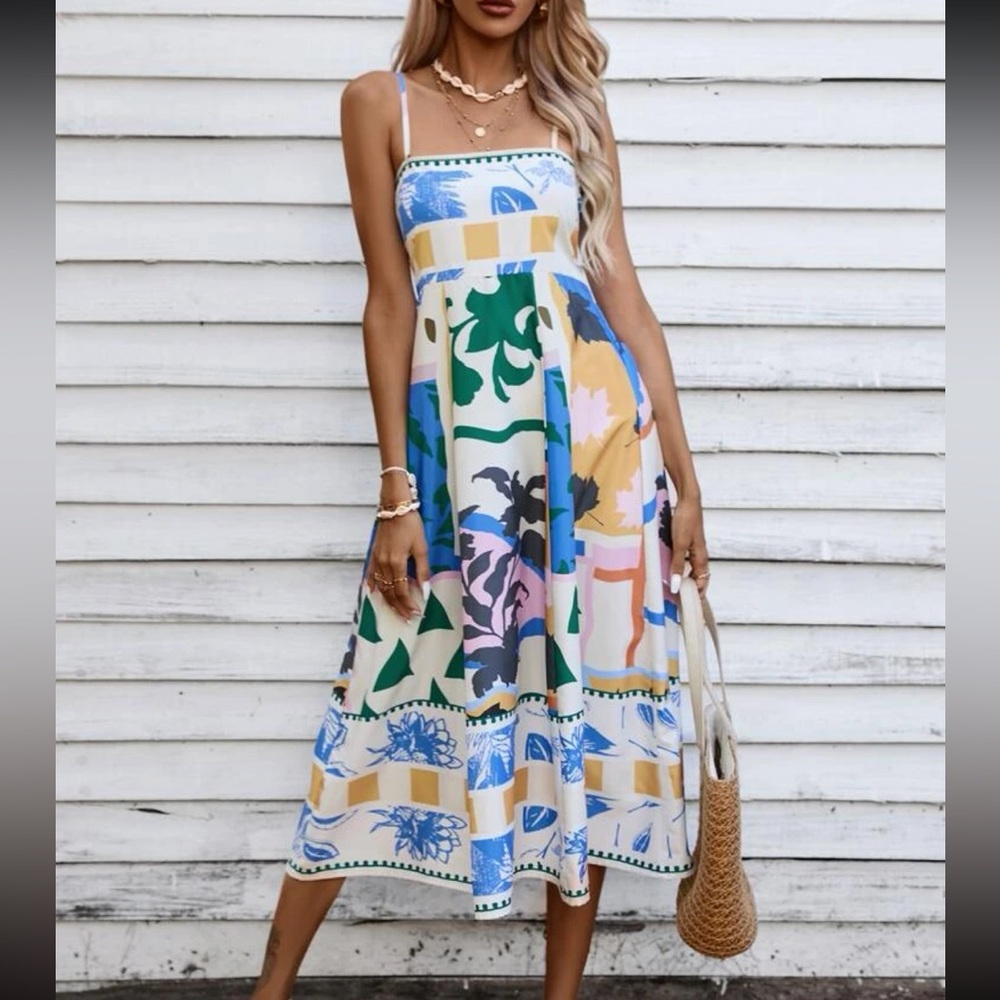 Boho Floral Geo Patchwork Cami Dress - Picture 4 of 6